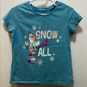 Disney Blue Frozen Olaf Short Sleeve Tee Size XS 4-5
